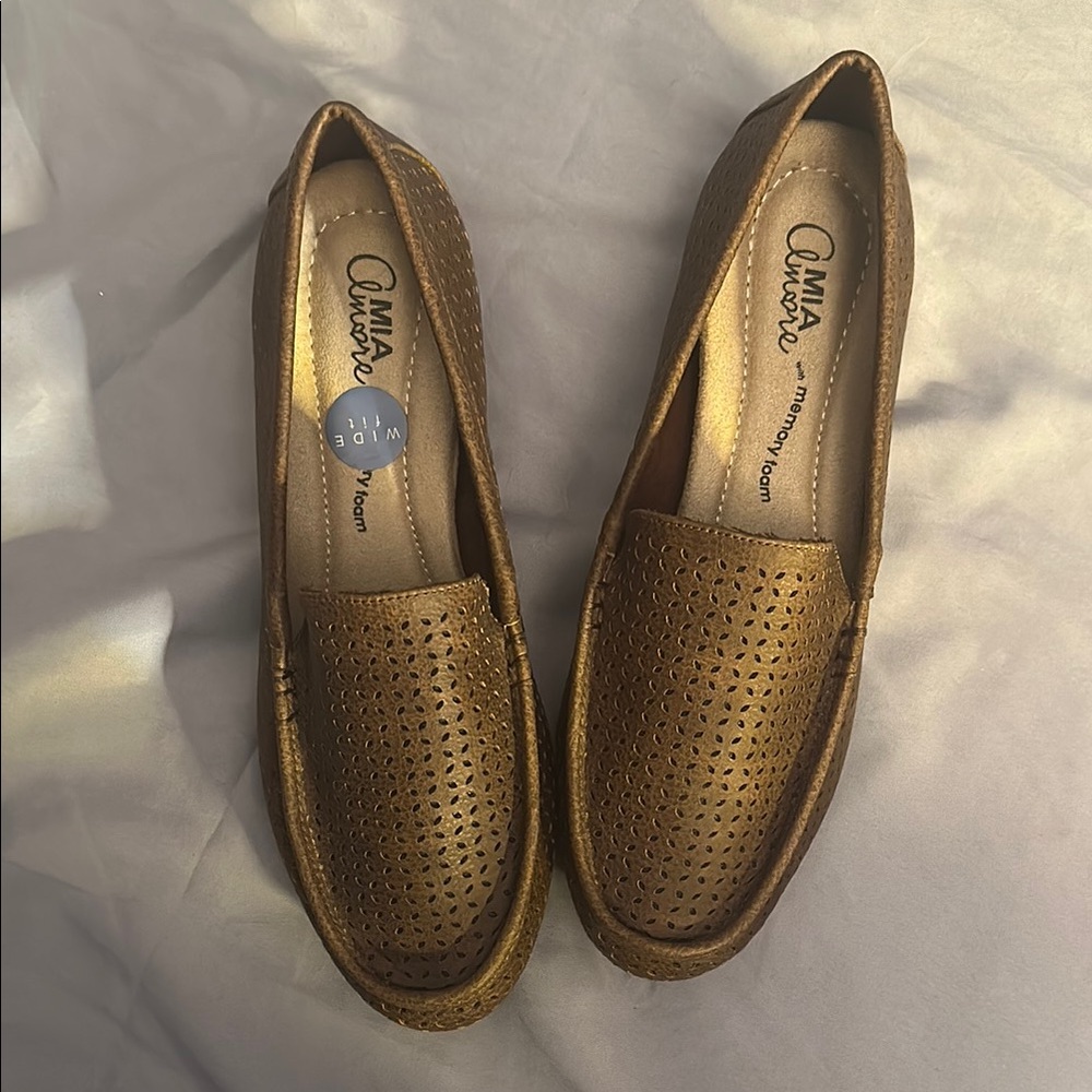 Mia Amore Brown Flats with Perforated Design and Slip-On Style